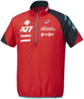 【ASICS/アシックス】 A77 ハーフジップピステ ハイレッドxブラック メンズ アシックス